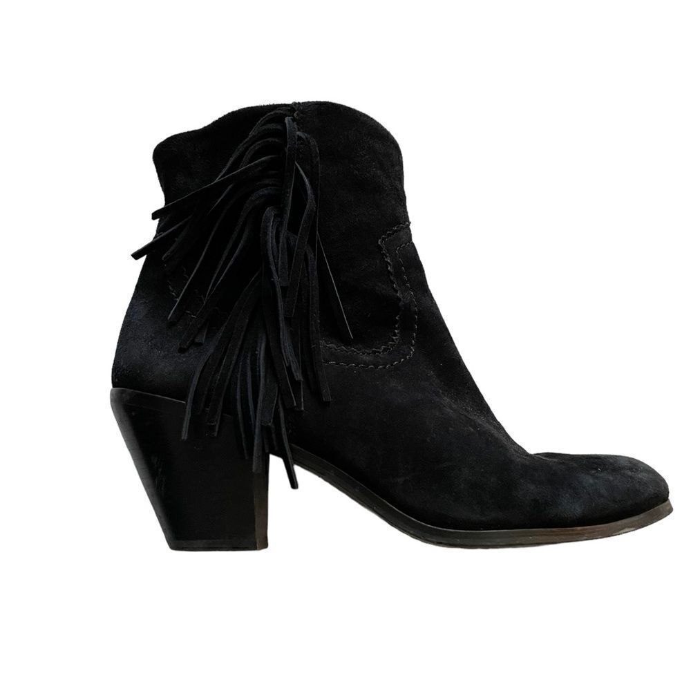 Sam Edelman Black Fringe Booties Size 10